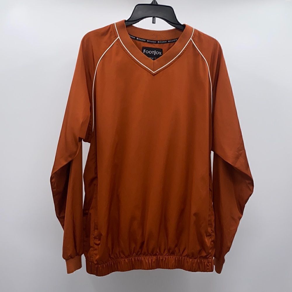 Men’s Footjoy golf dark orange pullover windbreaker long sleeve top Medium